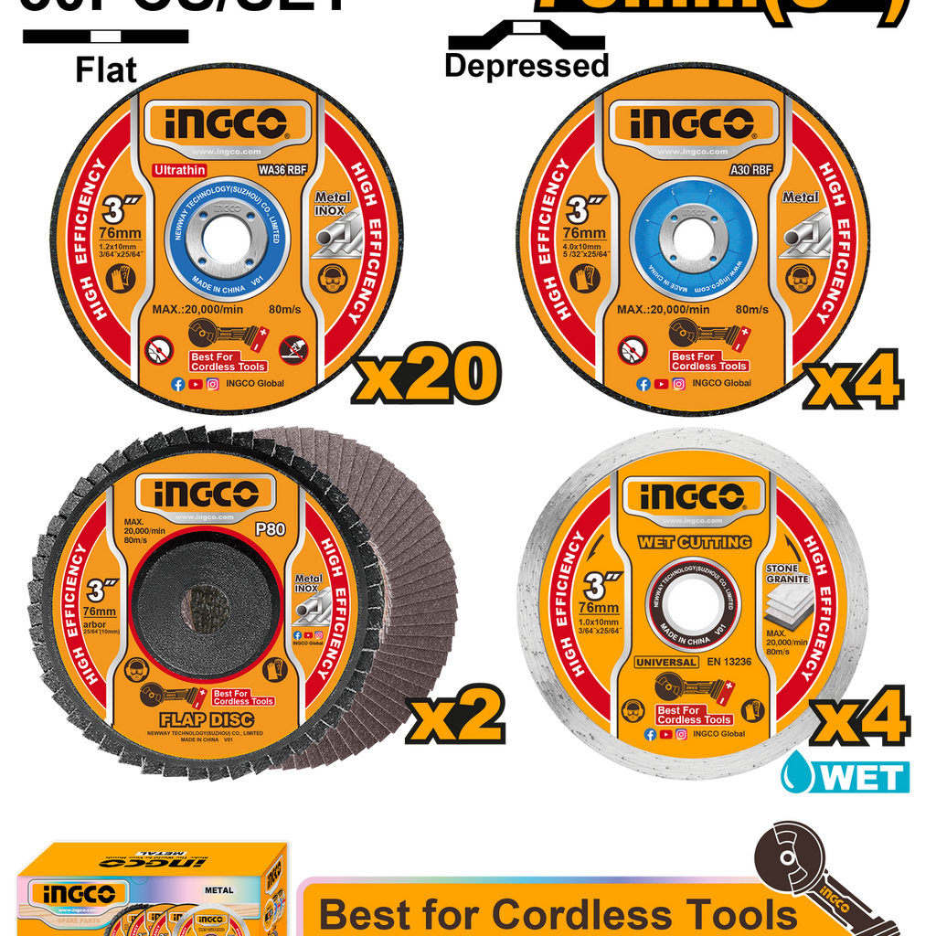INGCO CUTTING AND GRINDING DISC SET MCD07630