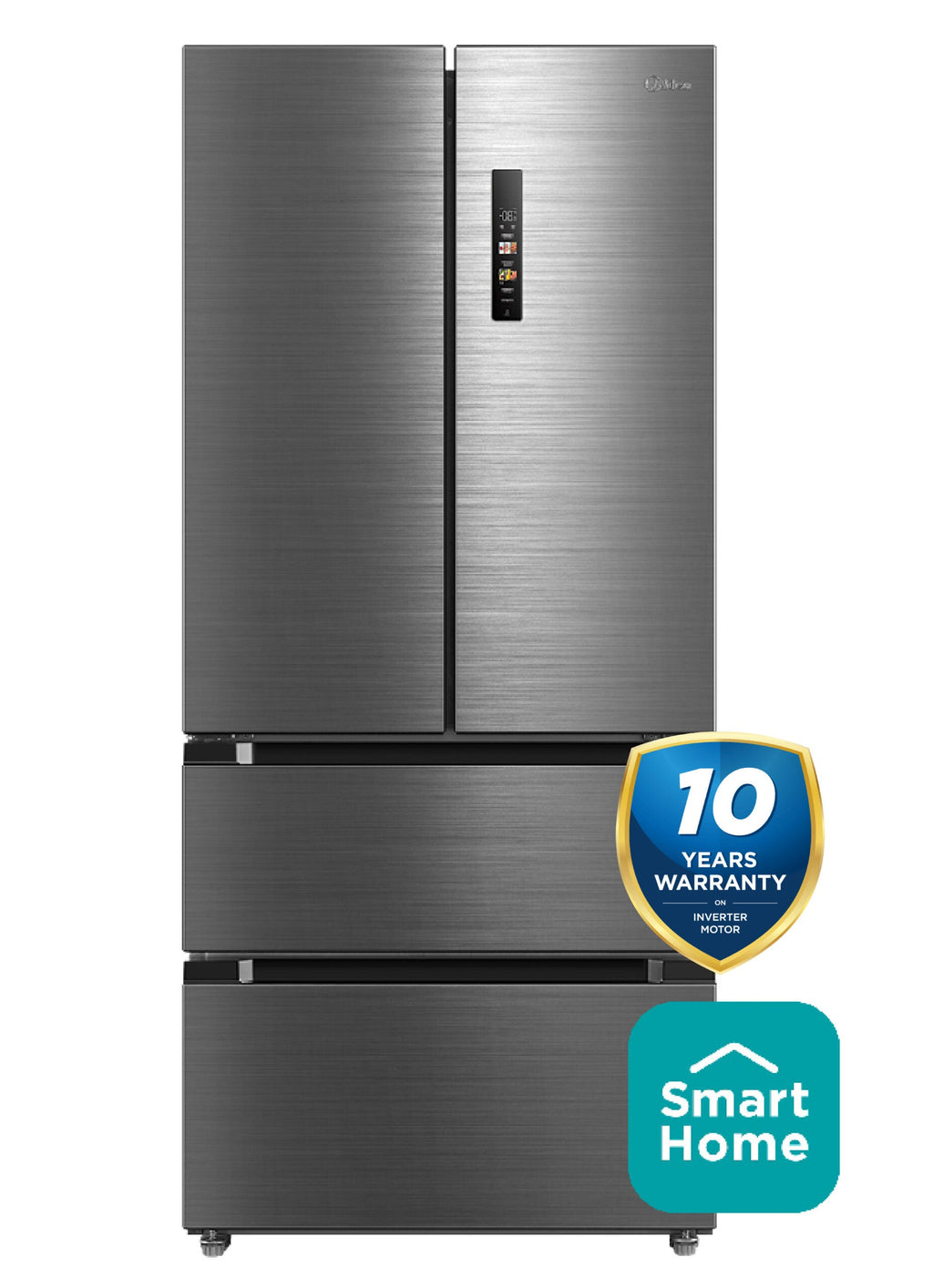 MIDEA REFRIGERATOR FRENCH DOOR 516L INVERTER NO FROST BRU STEEL