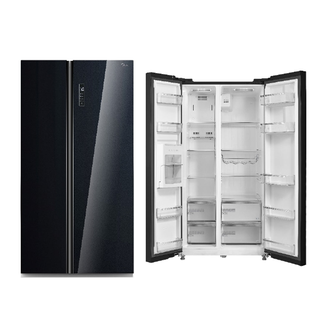 MIDEA SBS REFRIGERATOR 510L FRONT BLACK GLASS FINISH (HC-689WEN) MDRS710FGF22