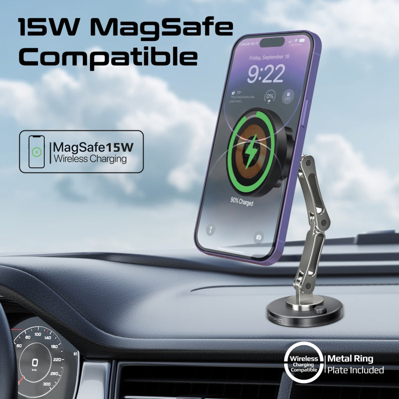 Promate MAGNUS-QI SecureGrip 360 Cradleless 15W Magsafe Compatible Wireless Car Charger PRO-CH-MAGNUS-QI