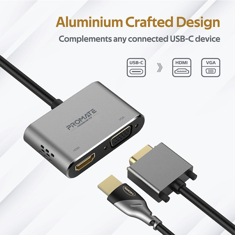 Promate High Definition USB-C Display Adapter MEDIAHUB-C2 PRO-CABLE-MEDIAHUB-C2