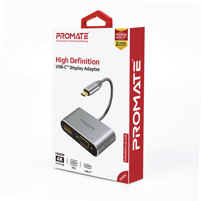 Promate High Definition USB-C Display Adapter MEDIAHUB-C2 PRO-CABLE-MEDIAHUB-C2