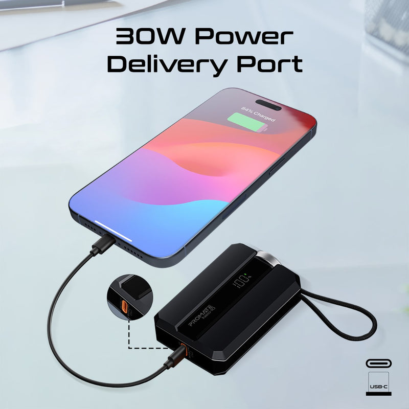 Promate 30W Power Delivery Smartphone & Apple Watch Charging Power Bank NEO-10 BLACK PRO-CH-NEO-10.BLACK