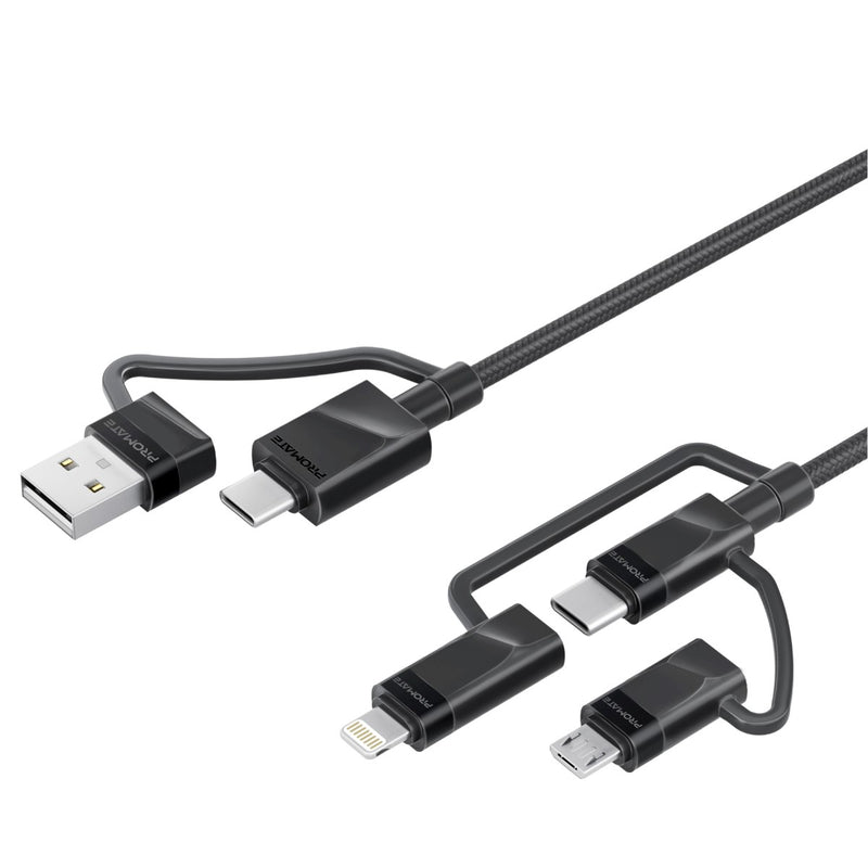Promate 6-in-1 Hybrid Multi-Connector cable for Charging & Data Transfer (PentaPower.BLACK) PRO-CABLE-PentaPower.BLACK