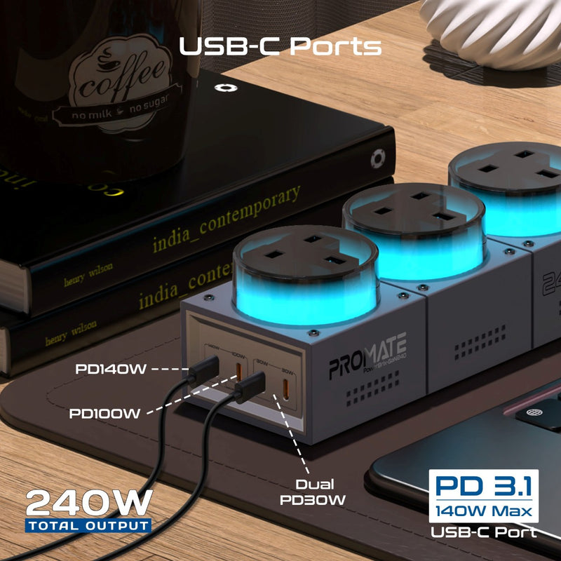 Promate POWERBRIX-GAN240 BLACK TITANIUM PRO-CH-POWERBRIX-GAN240-BLACKTITANIUM