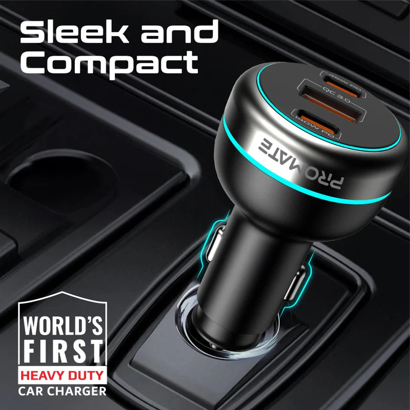 Promate 230W RapidCharge™ Car Charger with Dual Power Delivery and Quick Charge Ports (PowerDrive-230) PRO-CC-PowerDrive-230