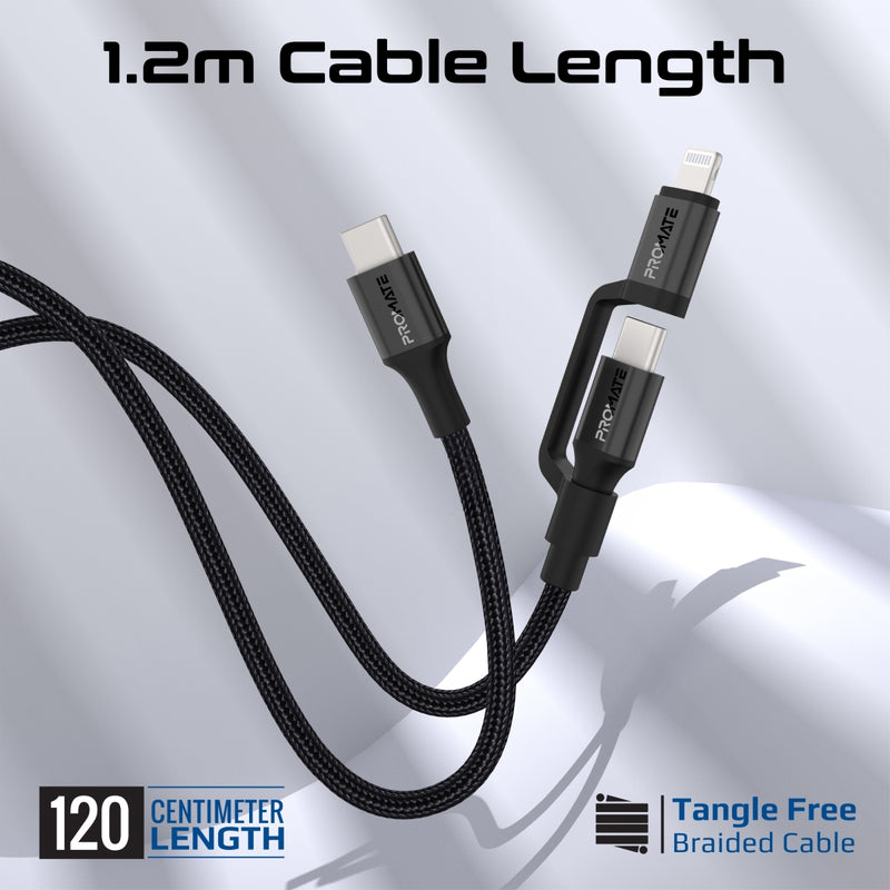 Promate 60W Power Delivery Self-Organizing Magnetic USB-C Cable SPRINGY.BLACK PRO-CABLE-SPRINGY.BLACK