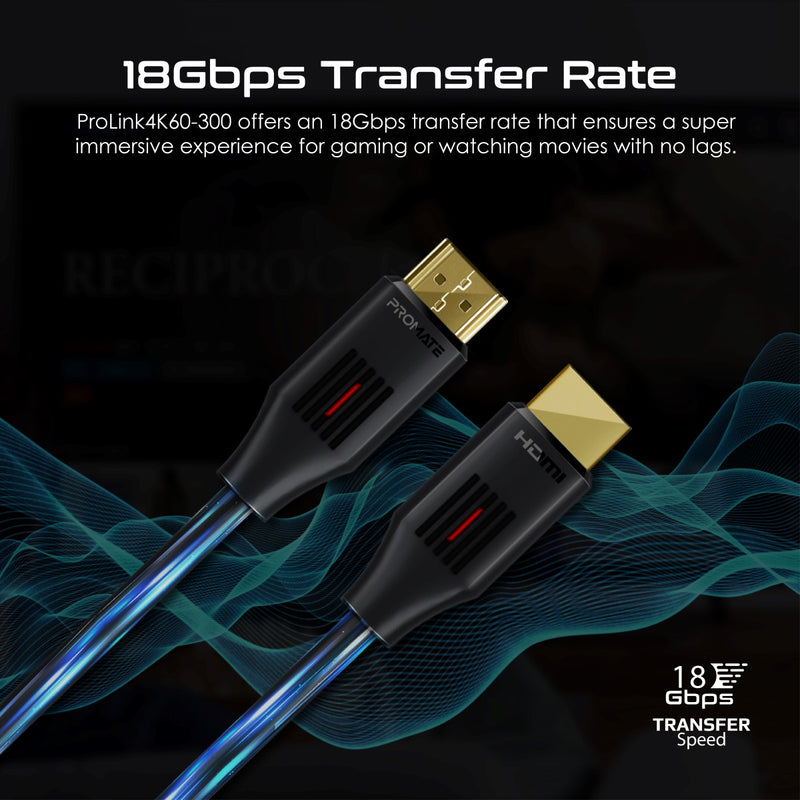Promate HDMI Cable 3meters Ultra-High Definition 4K@60Hz HDMI Audio Video Cable (PROLINK4K60-300) PRO-CABLE-PROLINK4K60-300