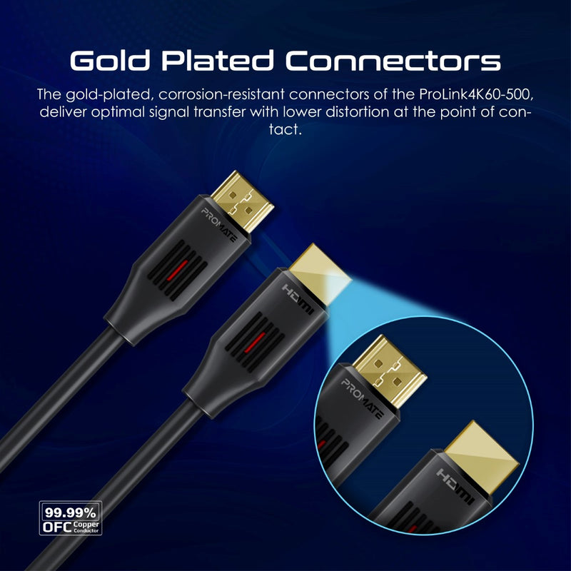 Promate HDMI Cable 5meters Ultra-High Definition 4K@60Hz HDMI Audio Video Cable (PROLINK4K60-500) PRO-CABLE-PROLINK4K60-500