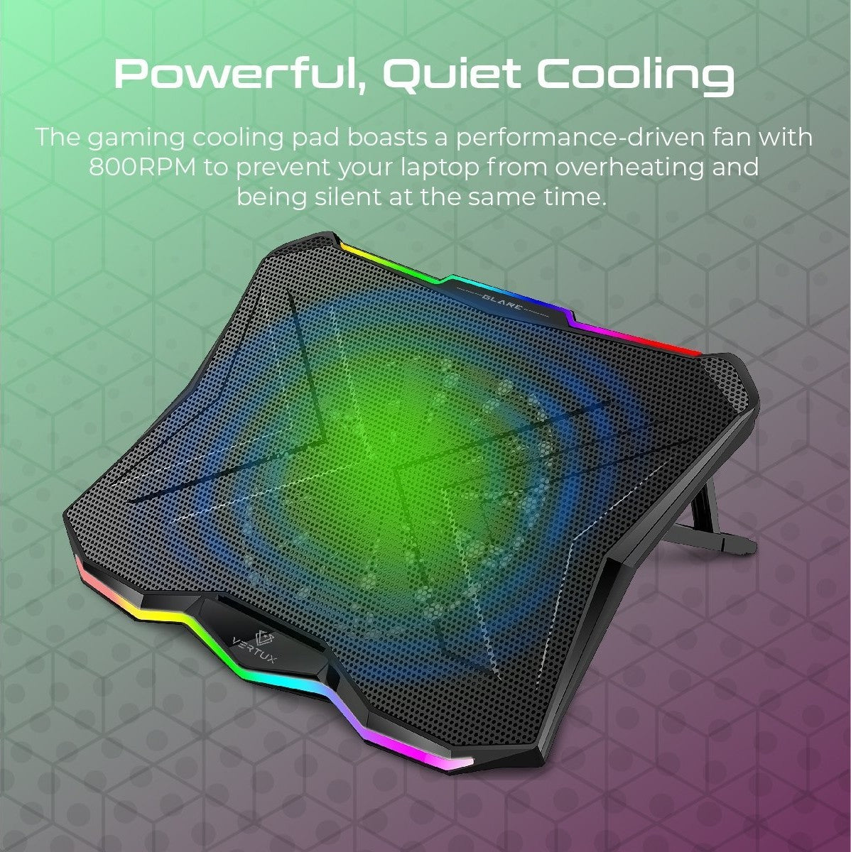 Promate Cooling Pad RGB with Multi‐Height Adjustment (GLARE) PRO-COOLING PAD-GLARE