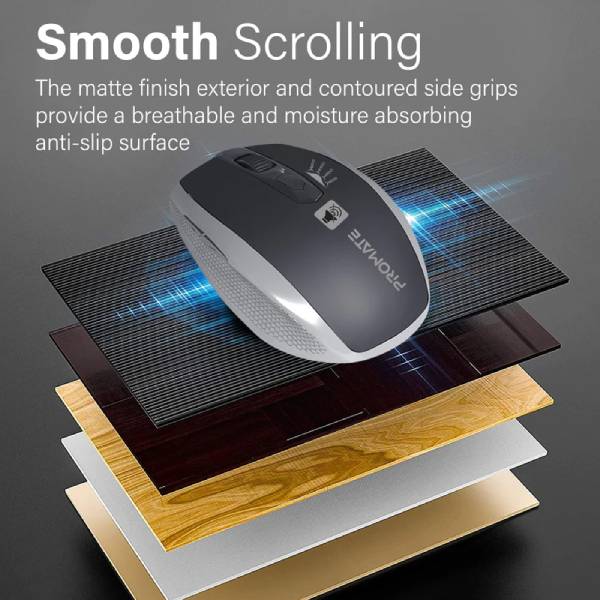 Promate Breeze.Silver Silent Switch Streamlined Wireless Mouse PRO-MU-Breeze.Silver