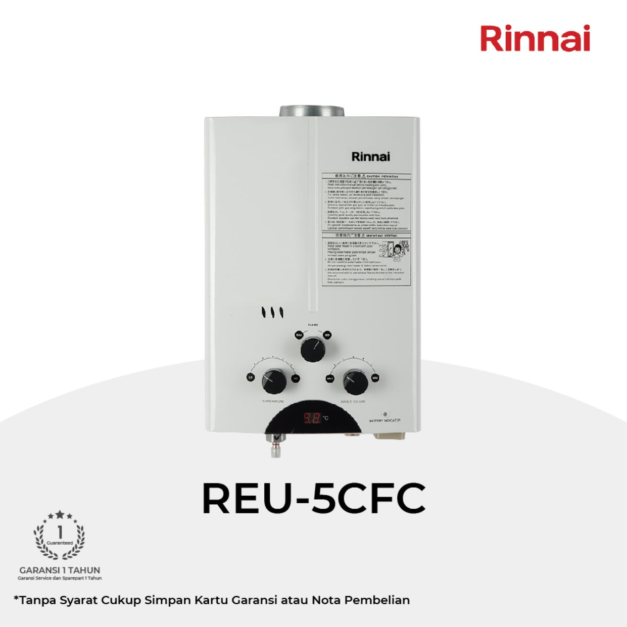 RINNAI GAS WATER HEATER 5L