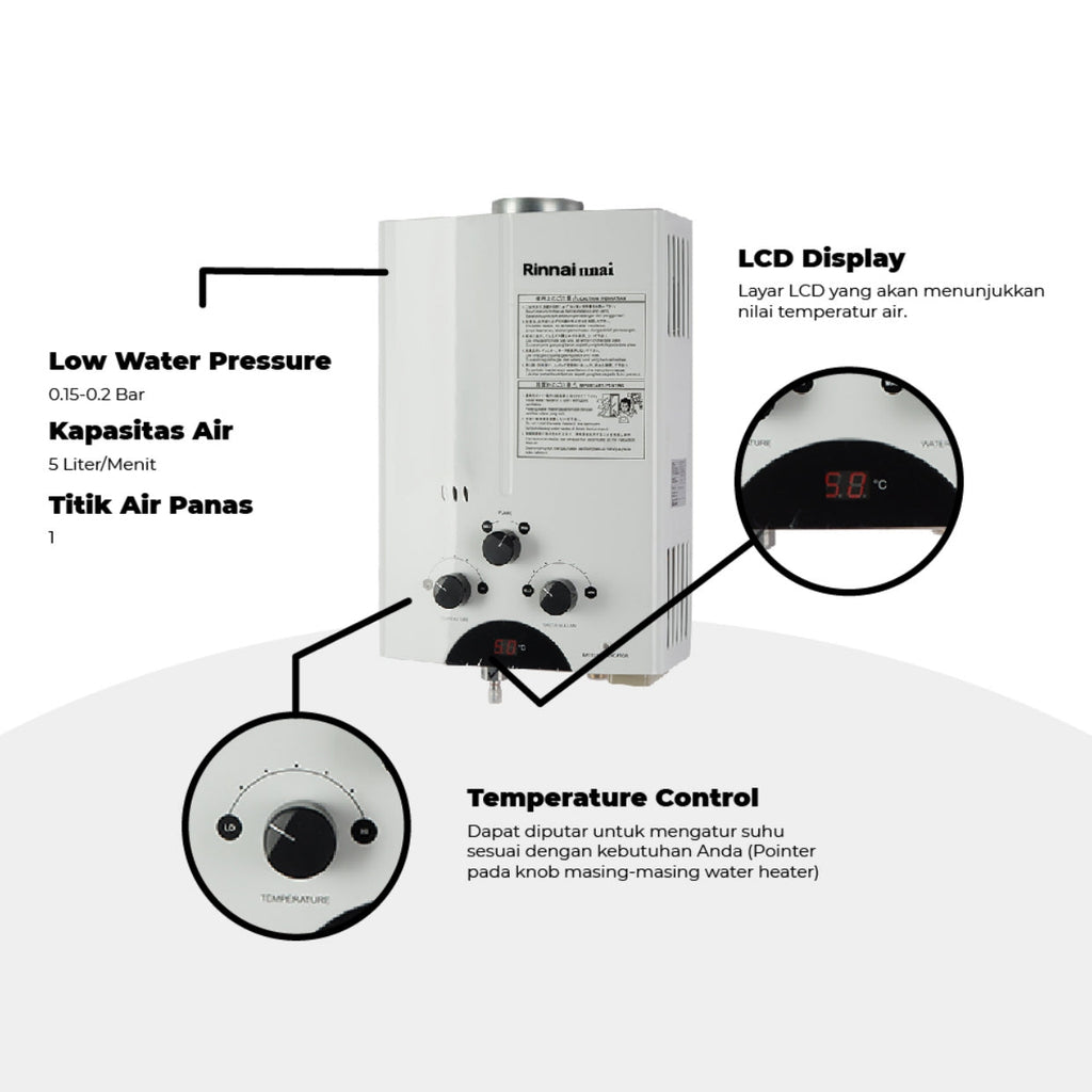 RINNAI GAS WATER HEATER 5L