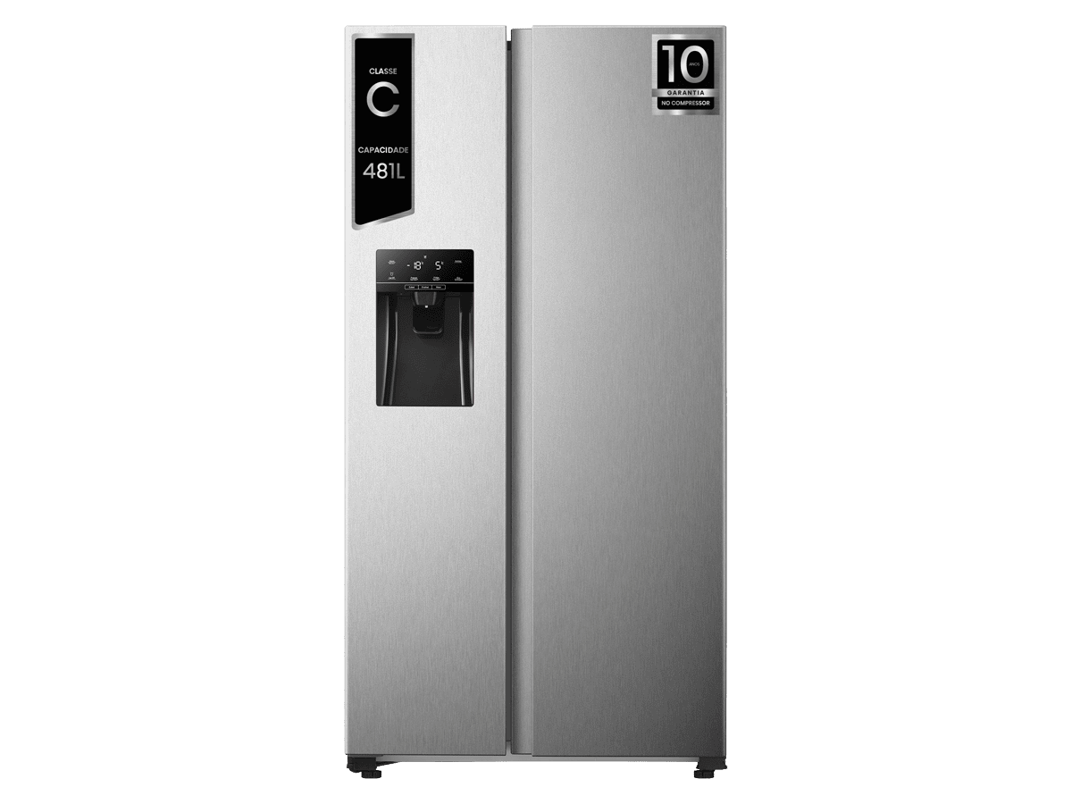 HISENSE REFRIGERATOR SIDE BY SIDE FROST FREE ENERGY CLASS E 499 L  INOX