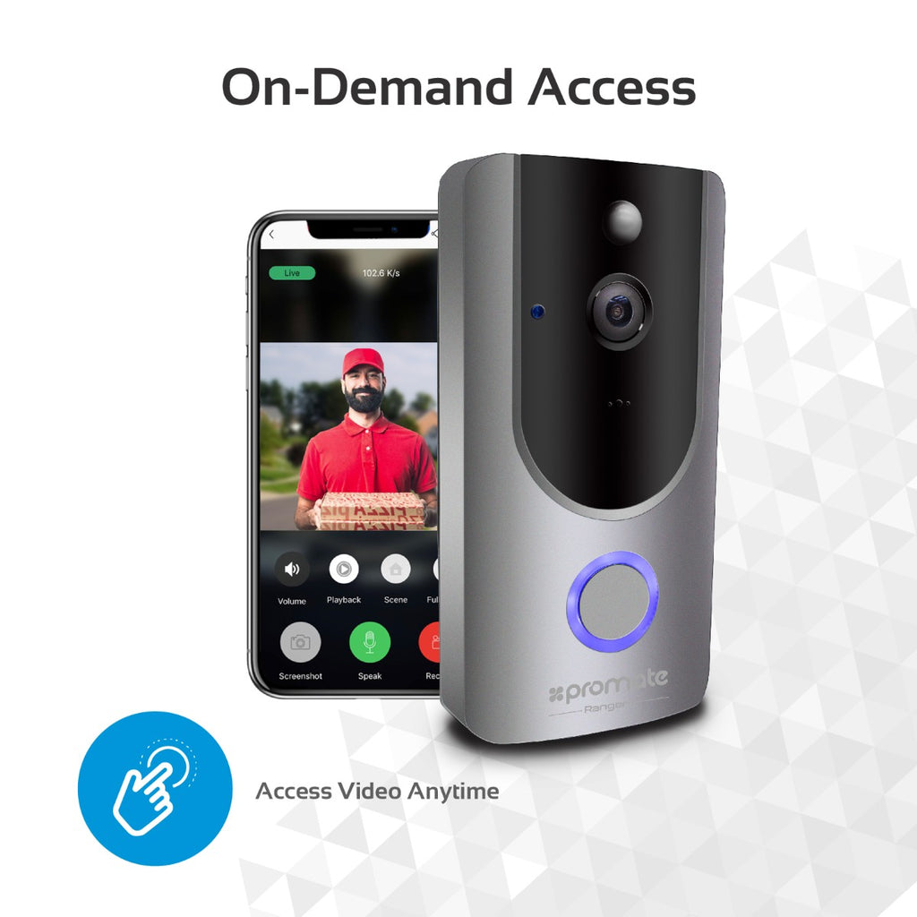 Promate Wi-Fi HD Video Doorbell with Smart Motion Security System (RANGER-1) PRO-SH-RANGER-1