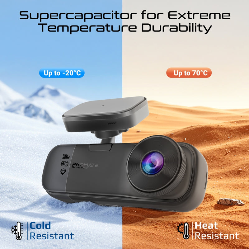 PROMATE 4K HD Dash-Cam front, cabin and rear view, with Night Vision, Parking Monitor and Built-in GPS (Rovex-H3) PRO-DASHCAM-ROVEX-H3
