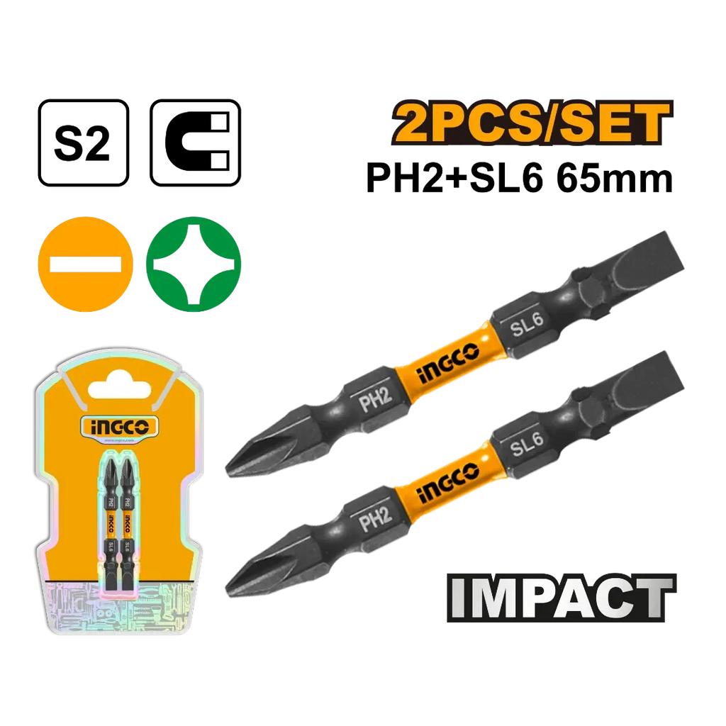 INGCO IMPACT  SCREWDRIVER BIT - 50MM - 2PCS/SET