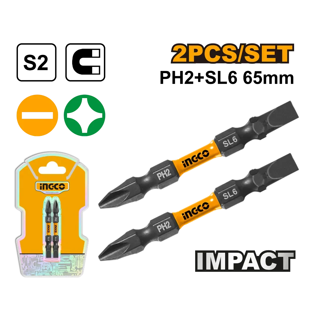 INGCO IMPACT  SCREWDRIVER BIT - 50MM - 2PCS/SET