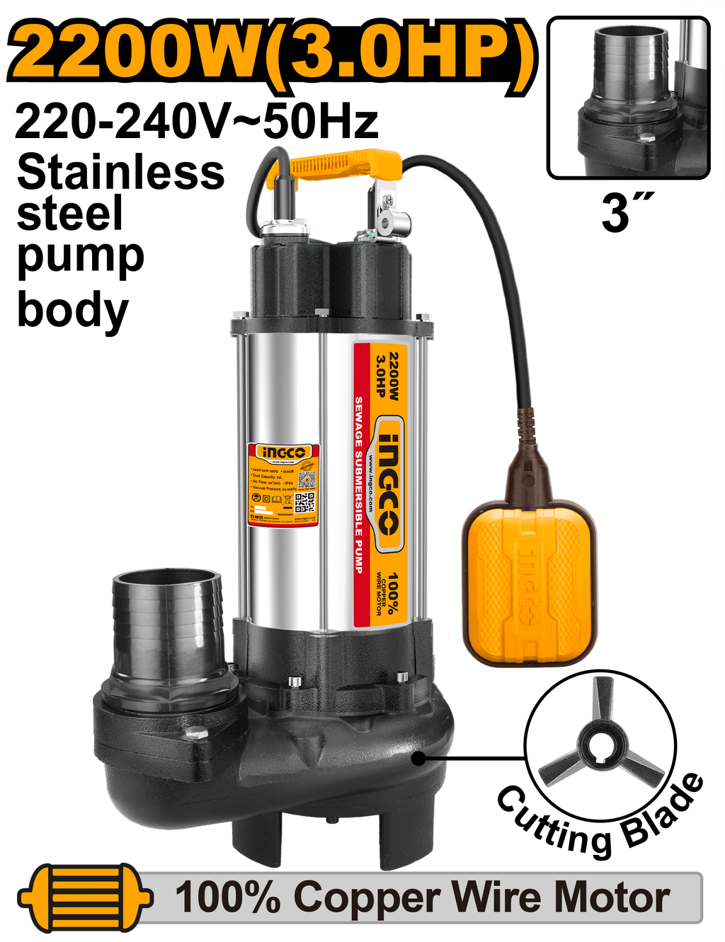 INGCO SEWAGE SUBMERSIBLE PUMP
