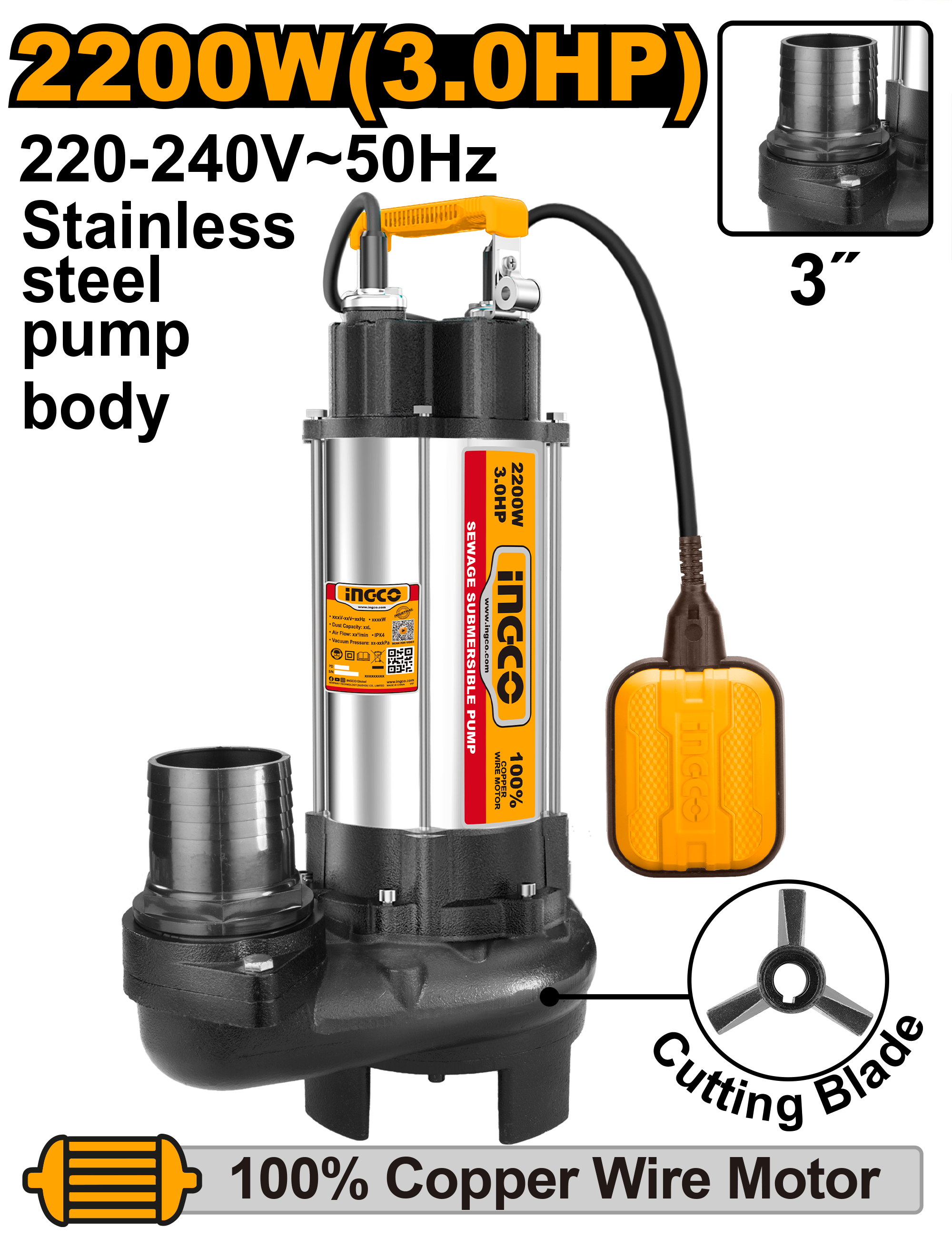 INGCO SEWAGE SUBMERSIBLE PUMP