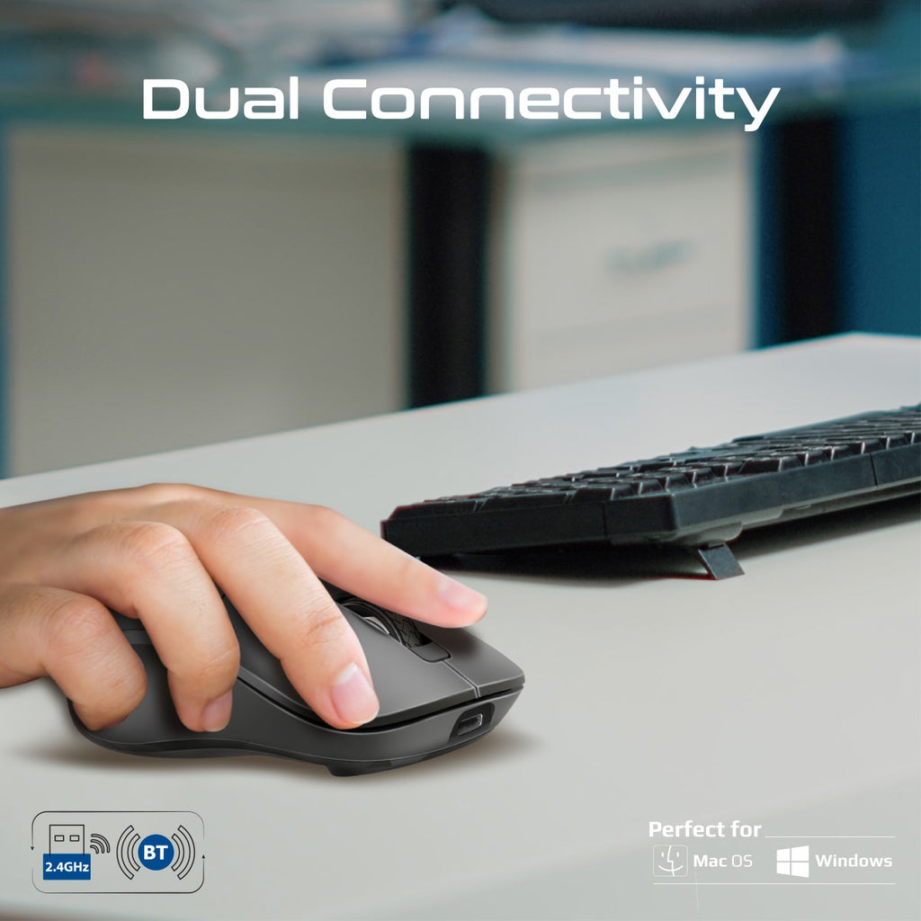 Promate Dual Mode Rechargeable Wireless Mouse with BT & RF Connectivity SAMO.BLACK PRO-MU-SAMO.BLACK