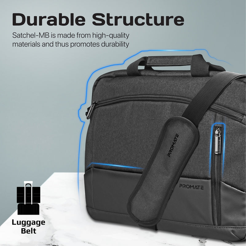 Promate SleekComfort™ 15.6" Laptop Messenger Bag (SATCHEL-MB.BLACK) PRO-BG-SATCHEL-MB.BLACK