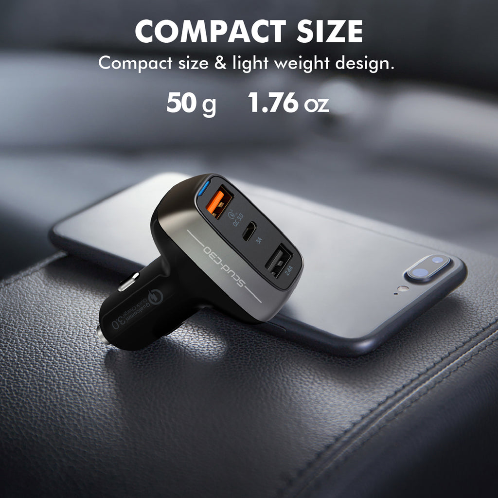 Promate Car Charger QC 3.0 with 30 Watt Dual USB Ports(SCUD-30) PRO-CC-SCUD‐30