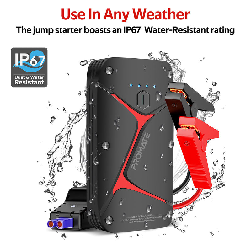 Promate 1200A/12V Heavy Duty Car Battery Booster with 16000mAh PowerBank (SPARKTANK‐16) PRO-CJ-SPARKTANK‐16