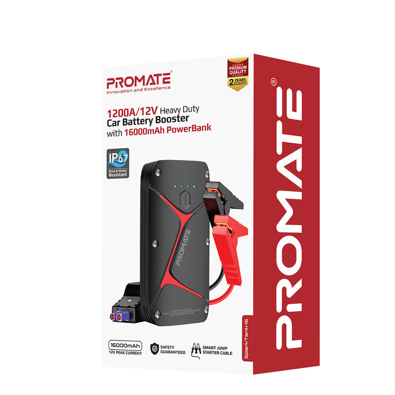 Promate 1200A/12V Heavy Duty Car Battery Booster with 16000mAh PowerBank (SPARKTANK‐16) PRO-CJ-SPARKTANK‐16