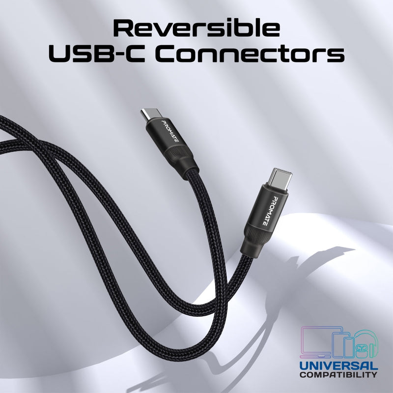 Promate 60W Power Delivery Self-Organizing Magnetic USB-C Cable SPRINGY.BLACK PRO-CABLE-SPRINGY.BLACK