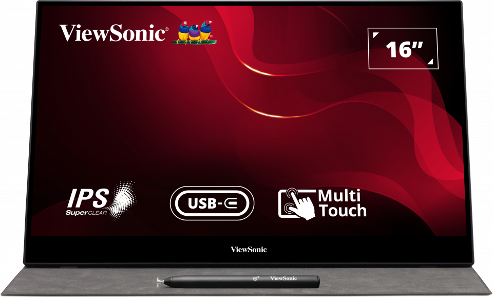 VIEWSONIC TD1655, 15.6'' FHD MULTI-TOUCH PORTABLE MONITOR, MINI HDMI, USB-C, INTERNAL SPEAKERS TD1655