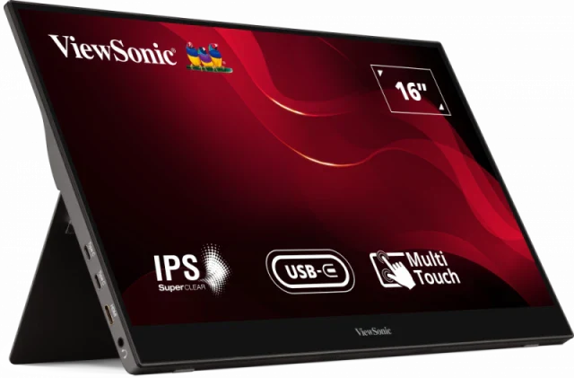 VIEWSONIC TD1655, 15.6'' FHD MULTI-TOUCH PORTABLE MONITOR, MINI HDMI, USB-C, INTERNAL SPEAKERS TD1655