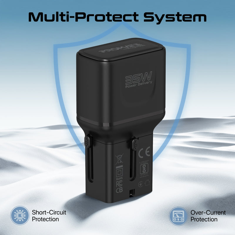 Promate 35W Power Delivery Multi-Port Travel Adapter (TriPlug-PD35) PRO-CC-TriPlug-PD35