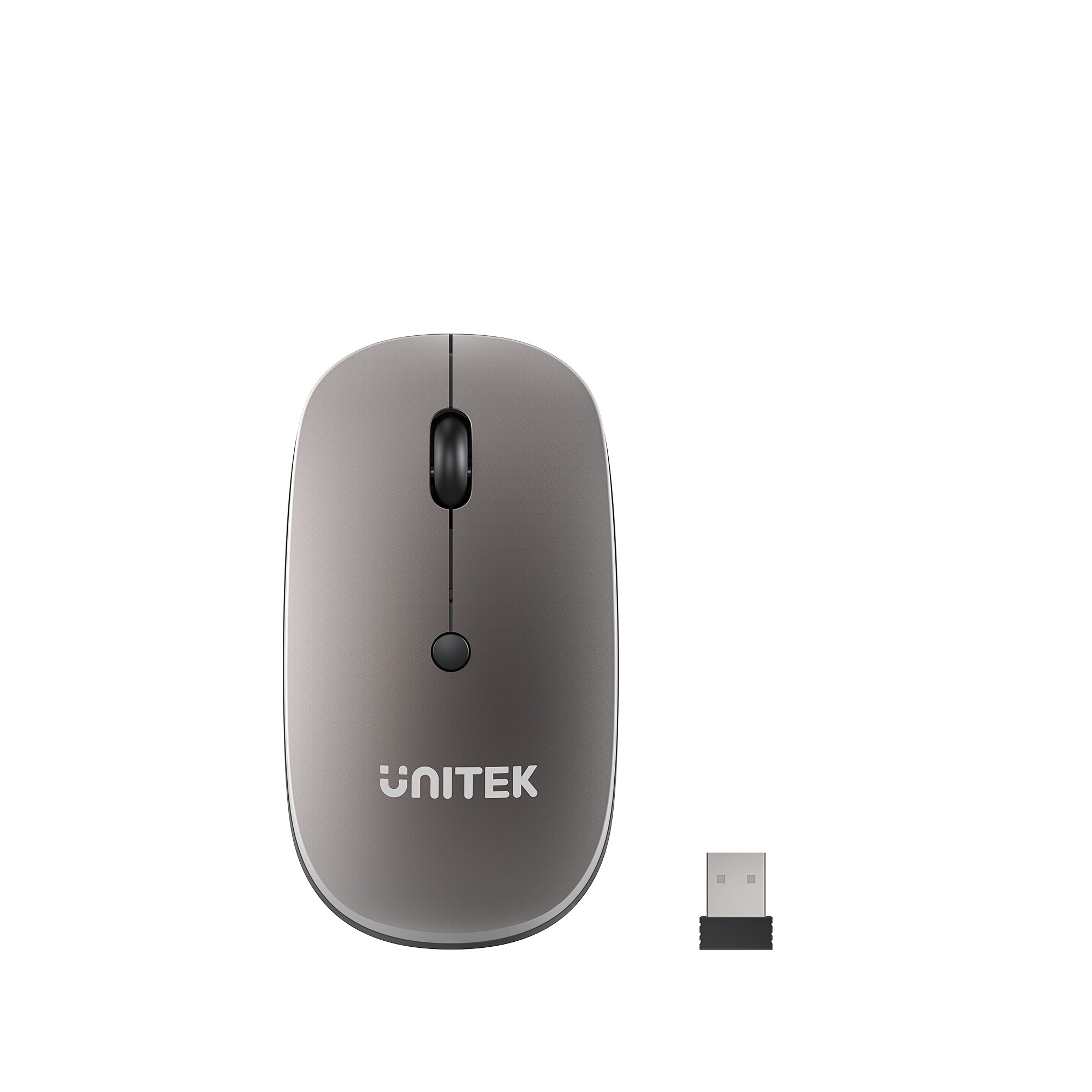 UNITEK SlimTrack 2.4GHz Wireless Optical Mouse — 1600 DPI, Silent Click, Space Grey