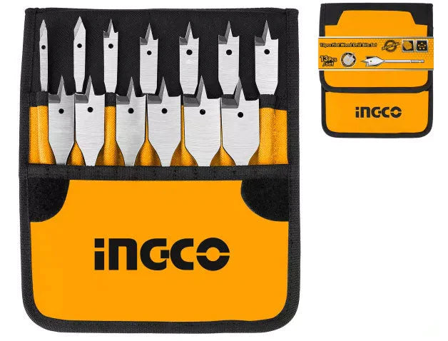INGCO FLAT WOOD DRILL BITS SET OF 13 PCS