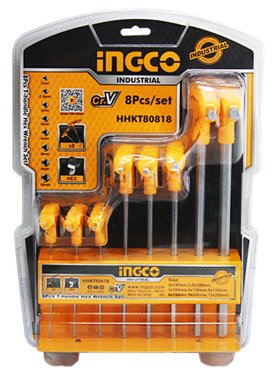 INGCO T-HANDLE SET OF 8 PCS HEX WRENCH