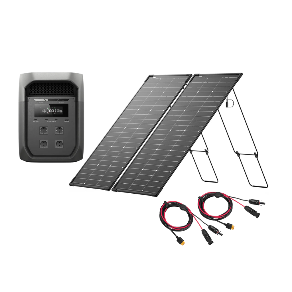 ECOFLOW DELTA 3 MAX SOLAR GENERATOR + 2x125W SOLAR PANEL + 2 FREE CABLES MC4 to XT60
