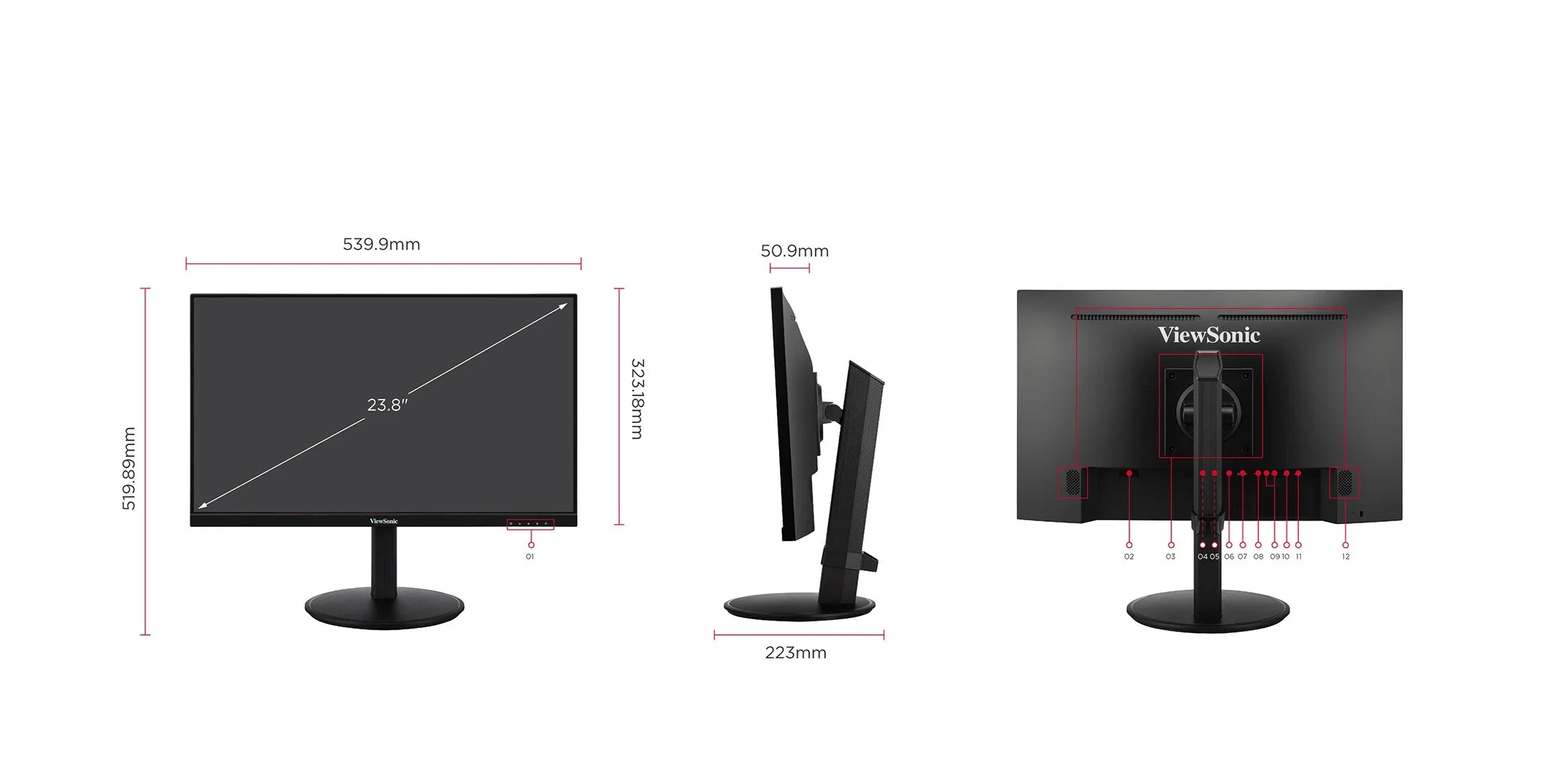VIEWSONIC VG2409U-2 24" FULL HD ERGONOMIC DOCKING STATION - USB-C HUB, HDMI, DISPLAY PORTS