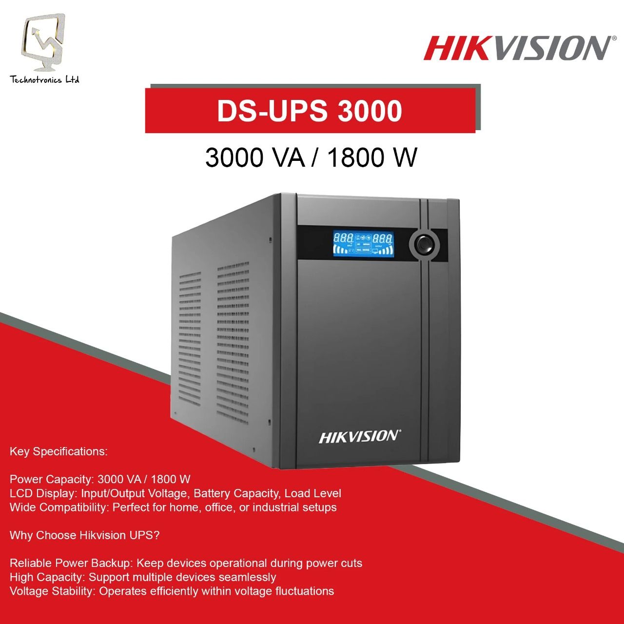 Hikvision UPS 3000VA/1800W DS-UPS3000 DS-UPS3000