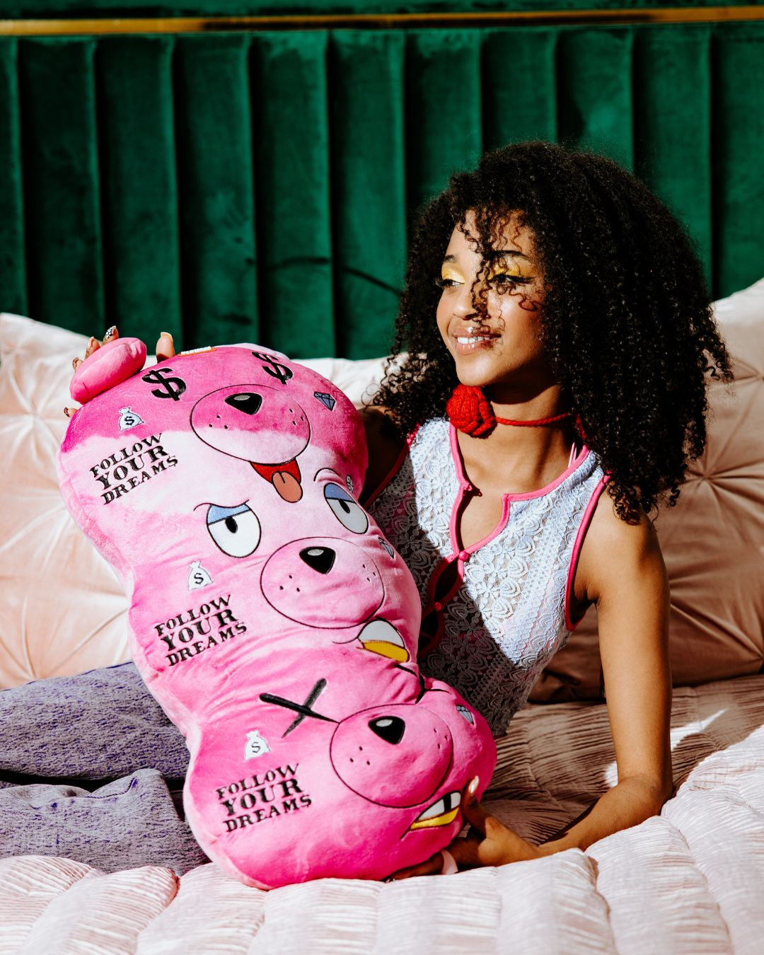 MONEYBEAR TRIPLE PINK PLUSH TOY/PILLOW