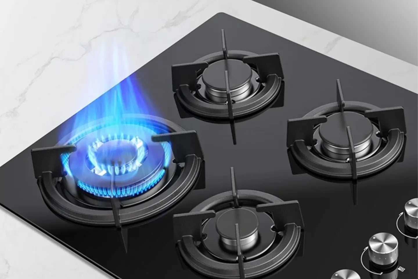 MIDEA BUILT-IN HOB 4GAS BURNERS 60CM BLACK TEMPERED GLASS 60GL403