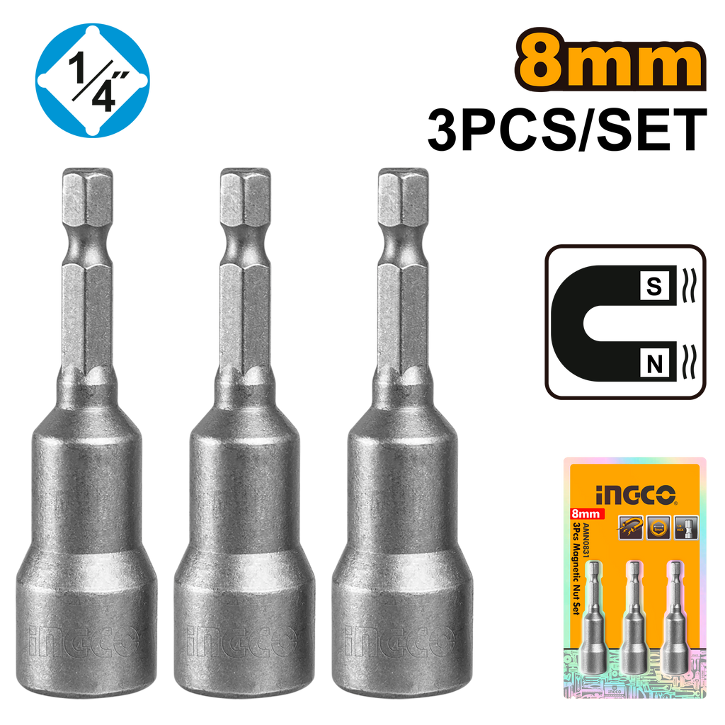 INGCO NUT SET IMPACT MAGNETIC  3 PCS