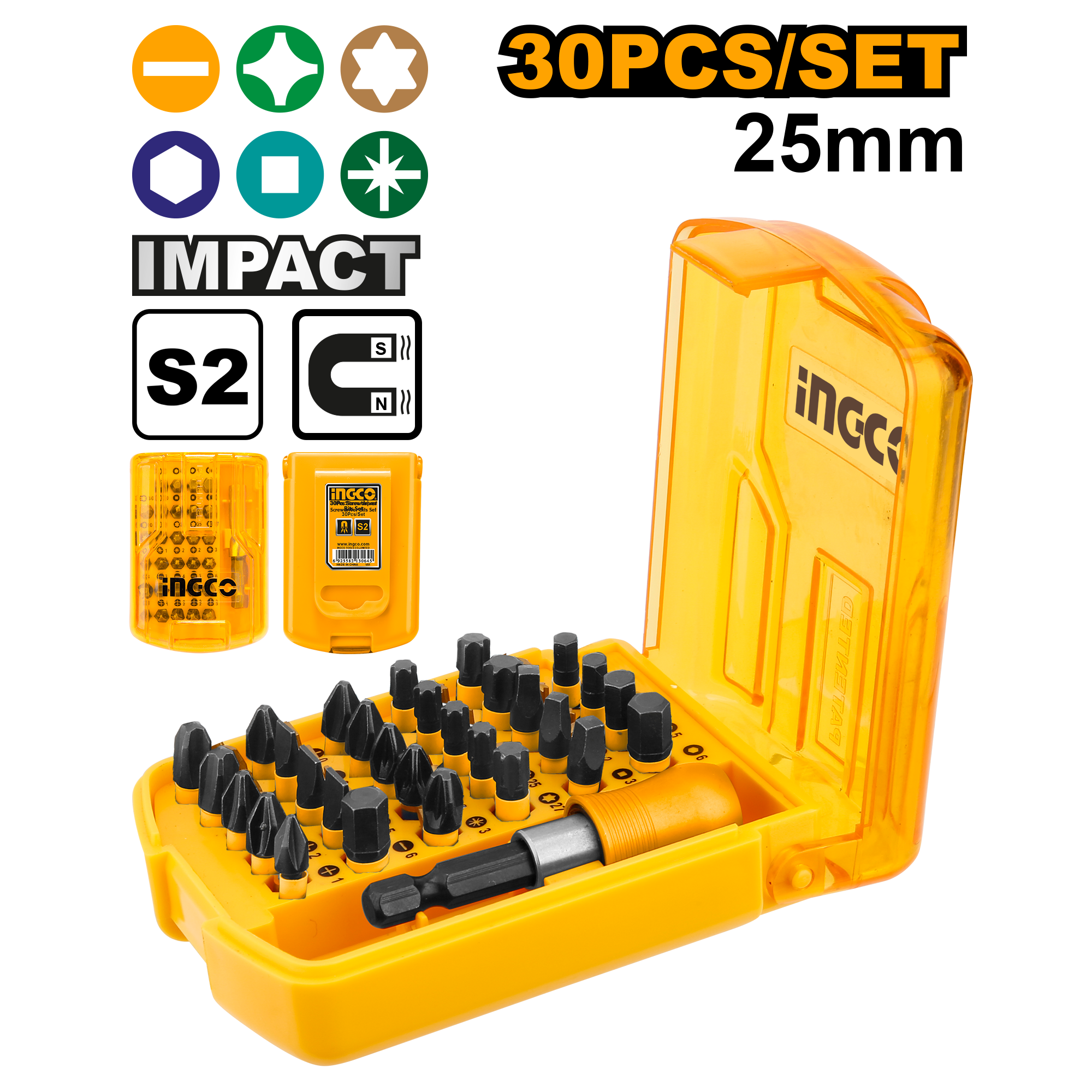 INGCO SCREWDRIVER SET OF 30 PCS  25 MM