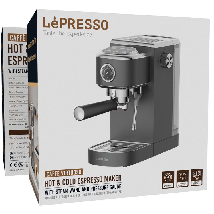 LePresso Caffè Virtuoso 20 Bar Hot and Cold Espresso Maker - Grey LPCFFTEM0072GY