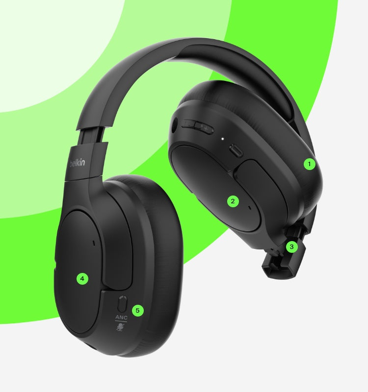 BELKIN SOUNDFORM ISOLATE NOISE CANCELLING HEADPHONES, BLACK AUD008HQBK