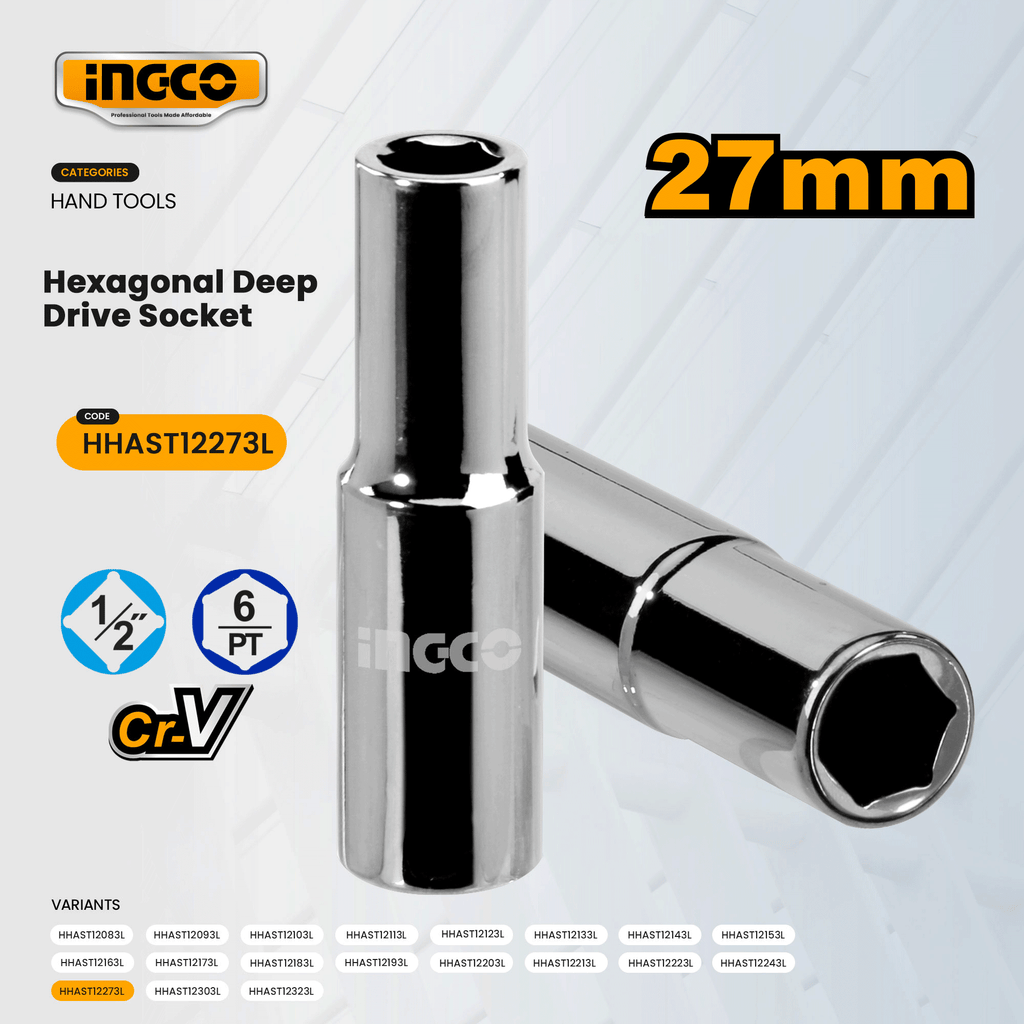 INGCO HEXAGONAL SOCKET 1\2 DEEP