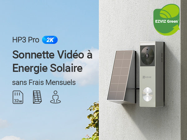 EZVIZ Battery-Powered Video Doorbell Solar Panel 2K 3MP