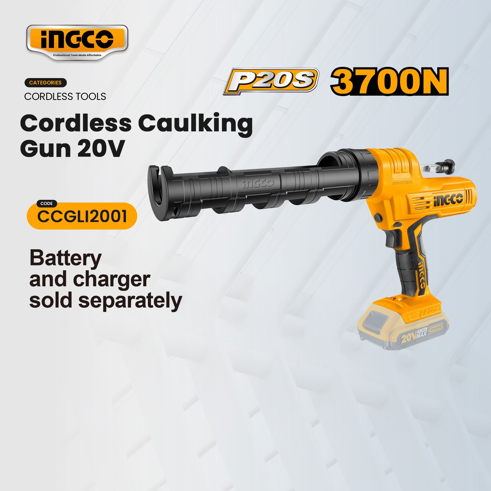 INGCO CAULKING GUN CORDLESS CCGLI2001
