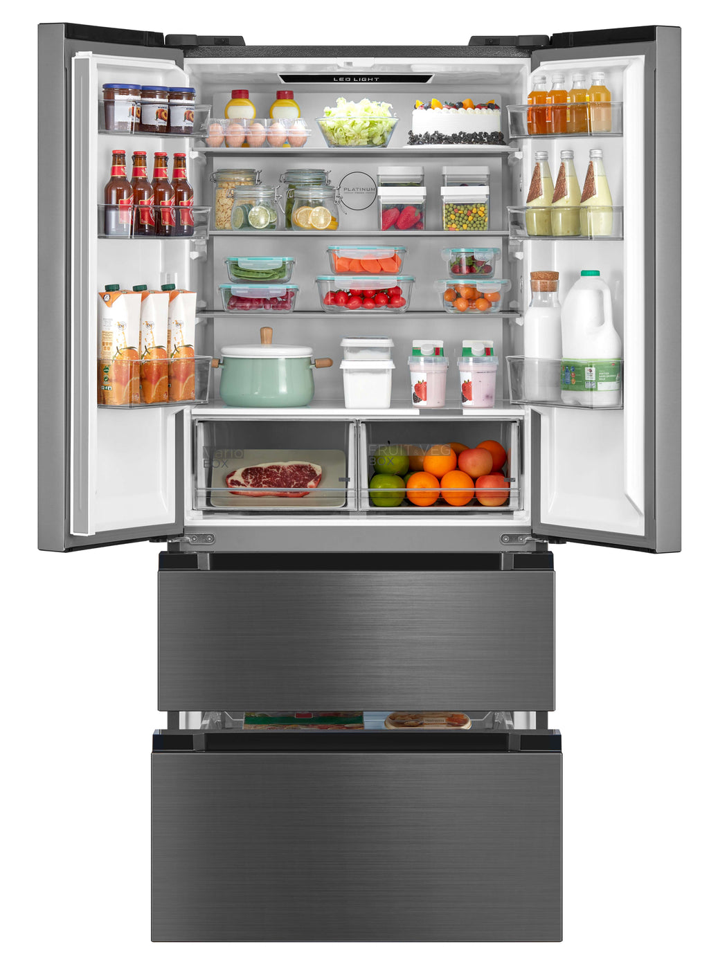 MIDEA REFRIGERATOR FRENCH DOOR 516L INVERTER NO FROST BRU STEEL