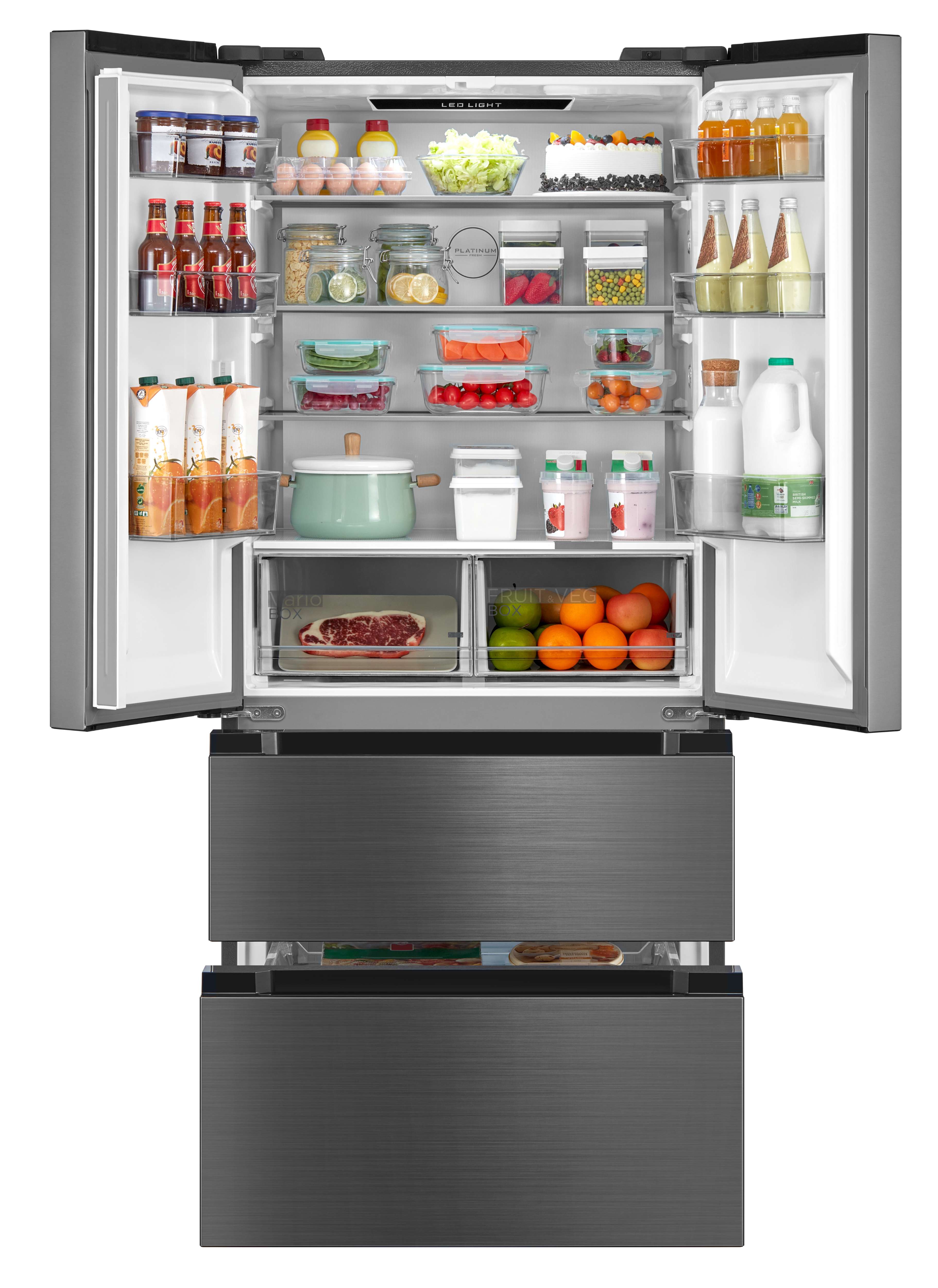 MIDEA REFRIGERATOR FRENCH DOOR 516L INVERTER NO FROST BRU STEEL